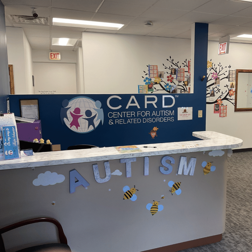 The reception area of a CARD clinic, showing the organization's branding on the front desk and lobby. CARD operated facilities like this across 24 states at its 2022 peak before a rapid contraction brought the footprint to 130 locations by the time of the bankruptcy filing.