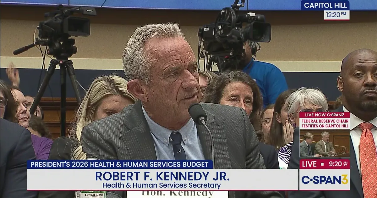 HHS Secretary Robert F. Kennedy Jr. testifying before Congress on the President's 2026 HHS budget. In January 2026, Kennedy appointed 21 all-new members to the IACC, replacing the entire public membership with none of the prior committee retained. (Image: C-SPAN)