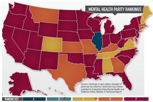 State mental health parity law strength varies dramatically by geography