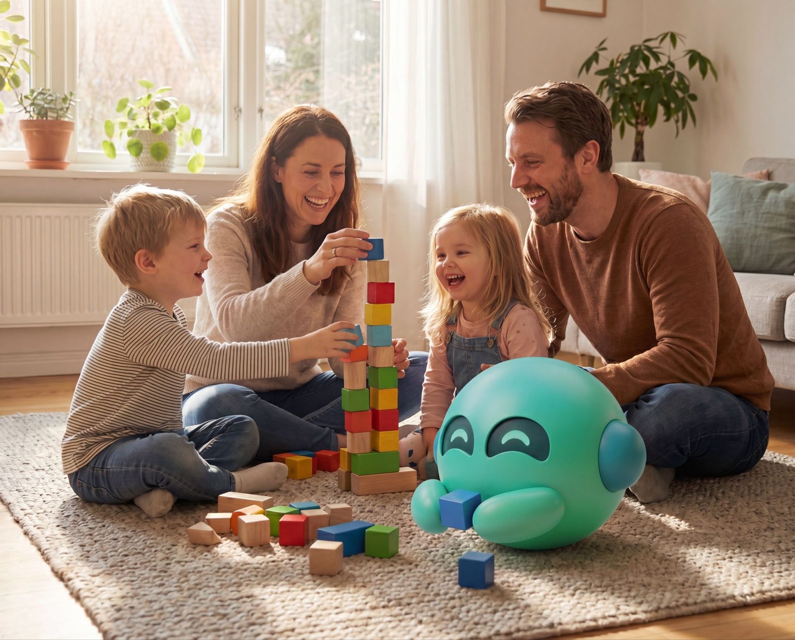 A family at play with a friendly AI “companion”. Platforms like CereAura lean on to reach parents and caregivers, well upstream of any clinic or exam room
