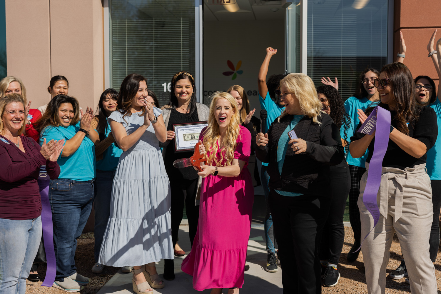 Staff and supporters celebrate the grand opening of a LEARN Behavioral learning center in Chandler, Arizona. Under Gryphon Investors, LEARN operates as a federation of locally recognized brands rather than a single national identity. Photo courtesy of LEARN Behavioral.