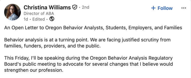 A Call to Action During Oregon’s BCBA Presses Board to Reform RBAI Licensing