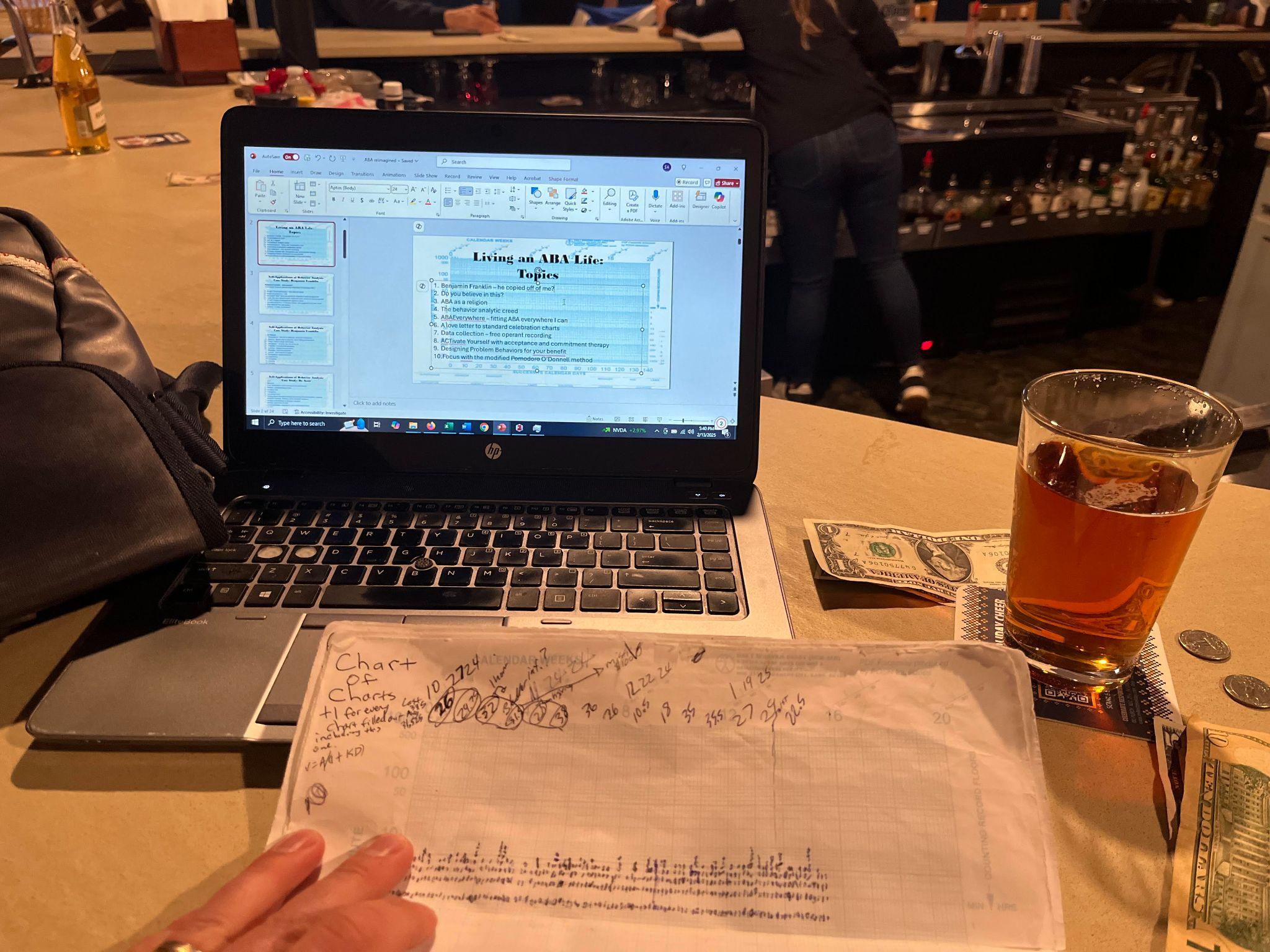 Dr. O’Donnell used a standard celeration chart to track his progress writing his paper on how he uses standard celeration charts in sports and on himself.