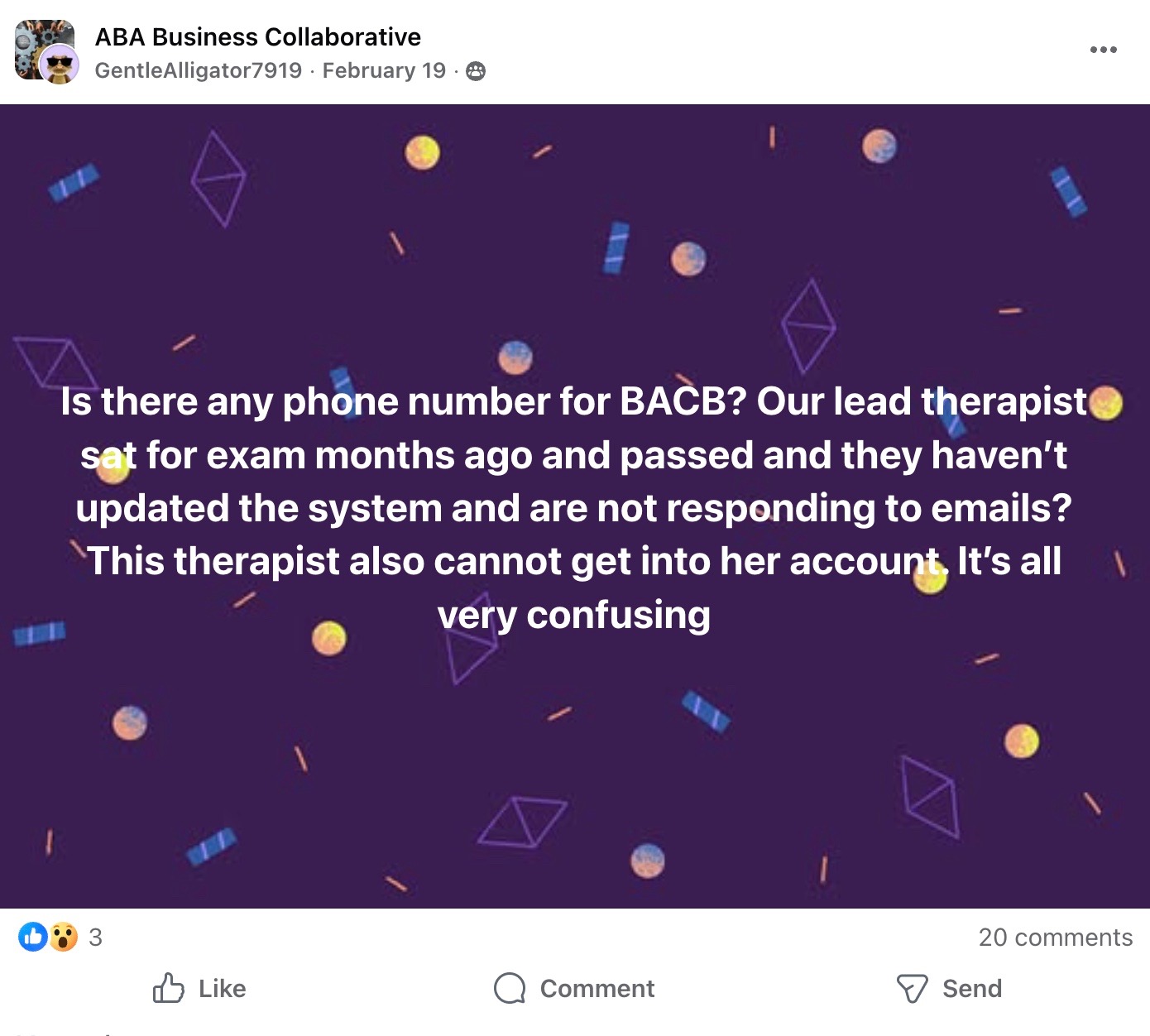 BCBAs are unhappy with the BACB’s new certificant portal at portal.bacb.com. They express this through concerning yet funny remarks.  Source: Facebook
